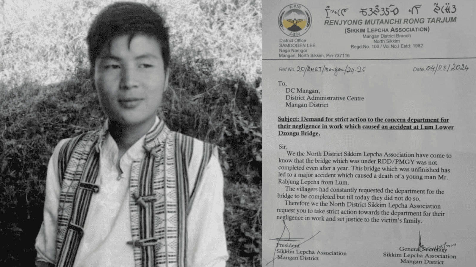 Lepcha Association writes to Mangan DC over the death of 24-year-old ...